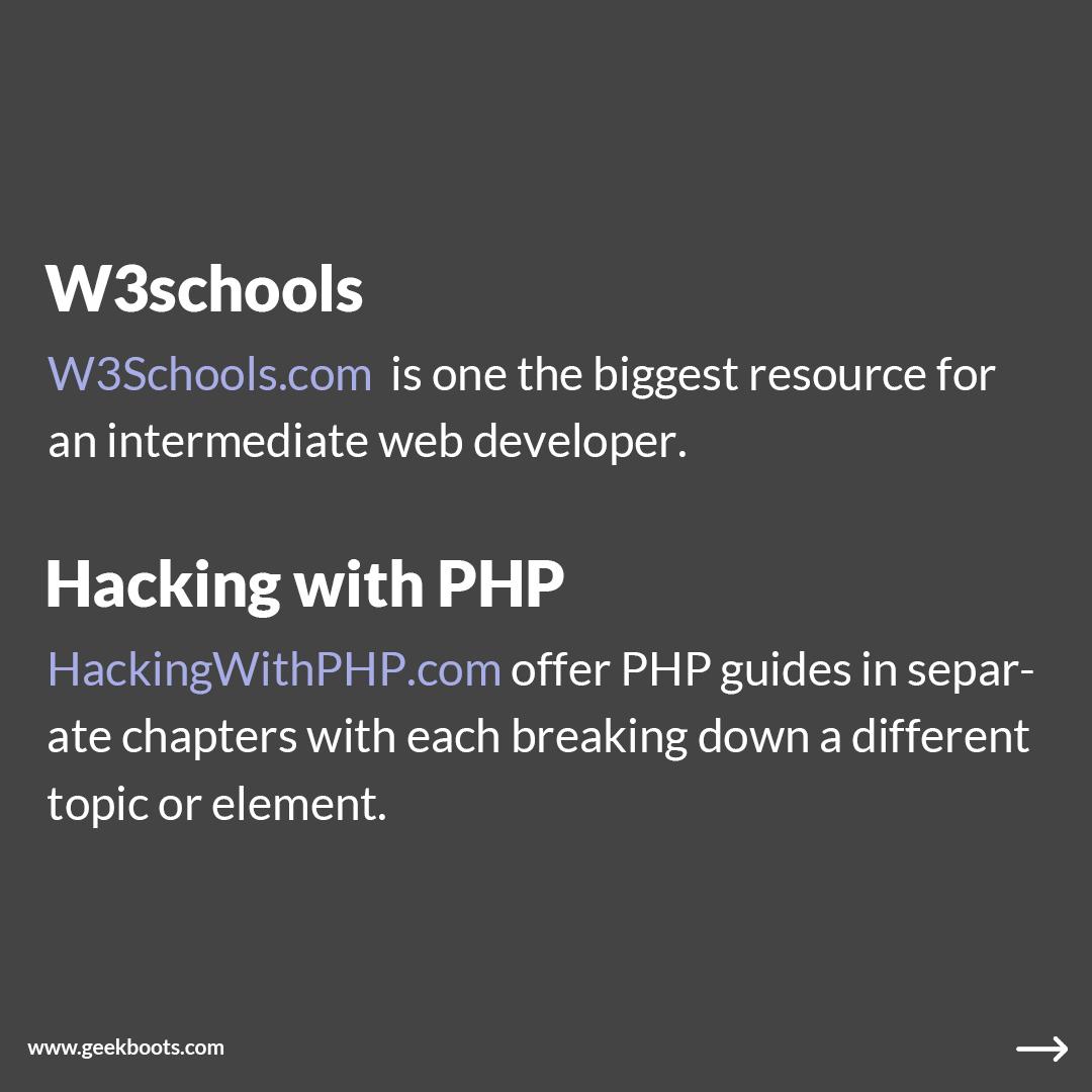 A list of the websites that help you to learn PHP online