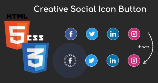 Creative Social Icon Button