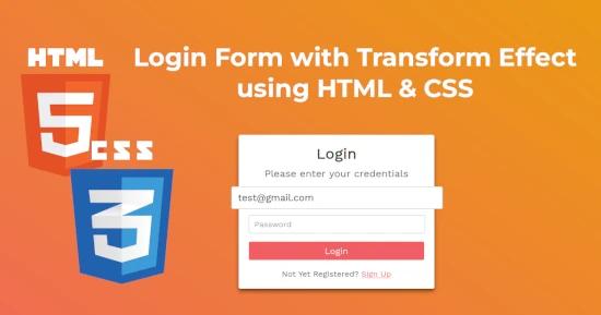 Login Form with Transform Effect for CSS