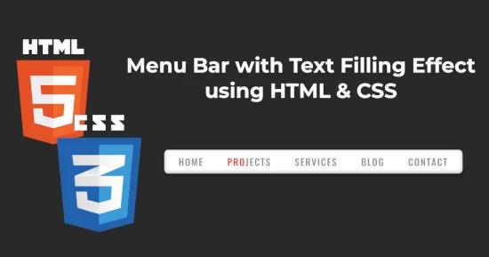 Menu Bar with Text Filling Effect for CSS
