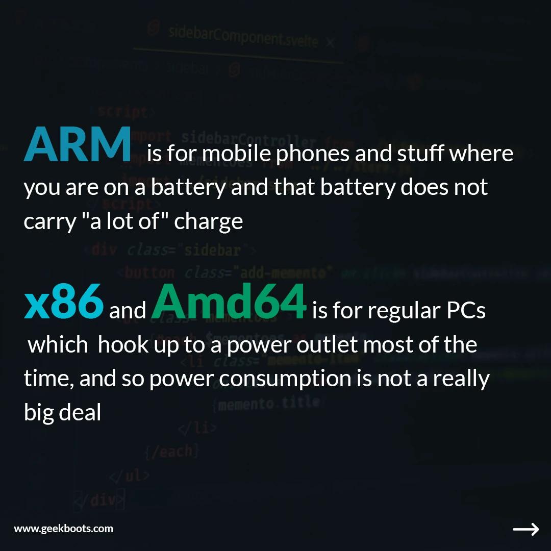 ARM vs X86 vs AMD64